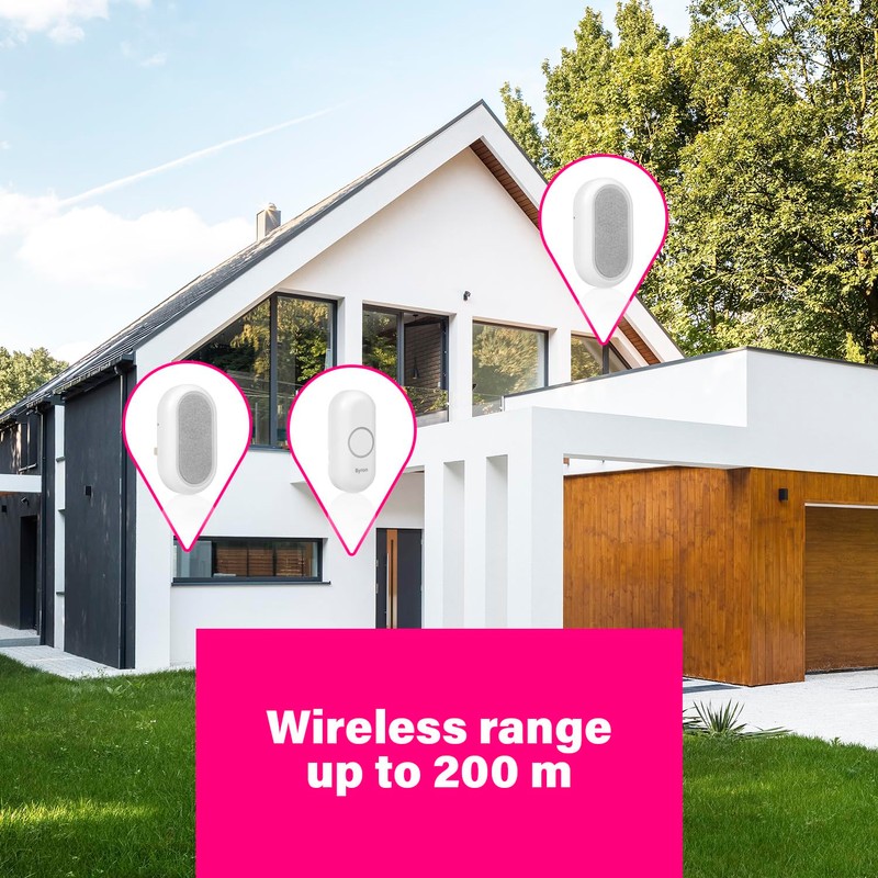 Byron Wireless Doorbell Set – Multi-Colour Visual Alert – Mute