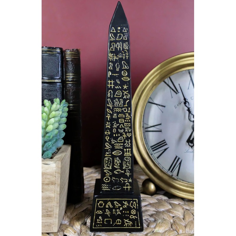 Ebros Egyptian Temple of Ra Gold Black Luxor Obelisk With