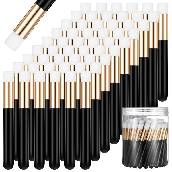 60 Pieces Lash Shampoo Brushes with Container, Eyelash Extension Cleansing