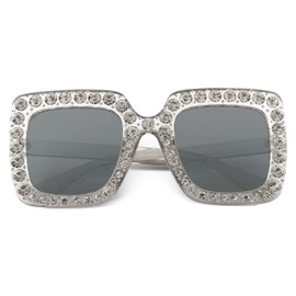 FEISEDY Women Fashion Crystal Oversized Square Sunglasses Thick Frame B2283