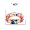 GNOCE Ring Damen Bunte Steine Roségold Frauen Bandringe Regenbogen Baguette