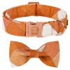 Mr.Chubbyface Dog Collar with Bow Tie, Orange Grid Adjustable Bowtie