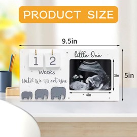 Baby Scan Photo Frames - Pregnancy Announcement Reveal Gifts, Baby Ultrasound Picture Frame Countdown Weeks Advent Calendar, Wooden Sonogram Picture Album for Mum Expecting
