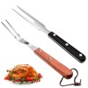 2 Pieces Meat Fork Stainless Steel Carving Fork with Wood