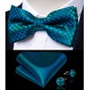 DiBanGu Teal Bow Tie and Suspenders for Men 6 Clips