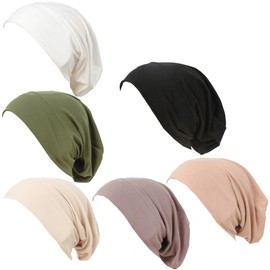 zmdnys 6 Pcs Muslim Inner Hijab Caps Women Under Hijab Caps Stretchy Breathable Full Cover Undercap Bonnet (Polyester, Combination1)