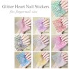 IHUKEIT 10 Sheets Glitter Heart Nail Stickers for Women Girls