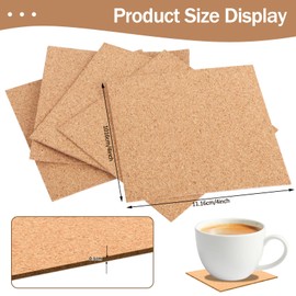 CXIIPOL 100 PCS Self-Adhesive Cork Sheets 4 x 4 Inch Squares Cork Coasters Square Corks Board Backing for DIY Crafts, Drinks and Home Tabletop Decoration