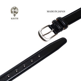 KIETH KE21463-19 Men's Business Belt, Genuine Leather, Black, Smooth Leather, Adjustable Size, Made in Japan, Black