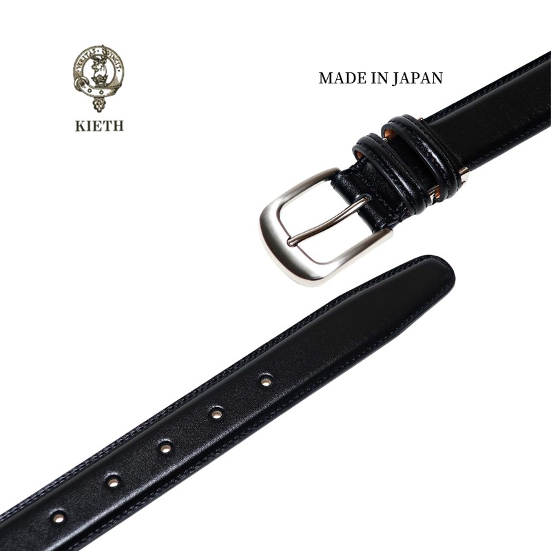 KIETH KE21463-19 Men's Business Belt, Genuine Leather, Black, Smooth Leather,