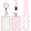 Sliding Badge Holder,Floral Design Lanyard with Card Holder,Retractable ID Badge