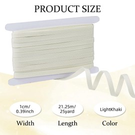 letsinstyle 25 Yards 0.39 Inch Wide Heavy Duty Nylon Webbing Straps, Beige Natrual Cotton Webbings for Bags Handles, Sewing Trimming for Cloth Tote Bag Straps Making Cloth Belt DIY Crafts Decoration