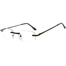Aloha Eyewear Simplicity Slim, Semi-Rimless Reading Glasses for Men and Women (Gunmetal +3.50)