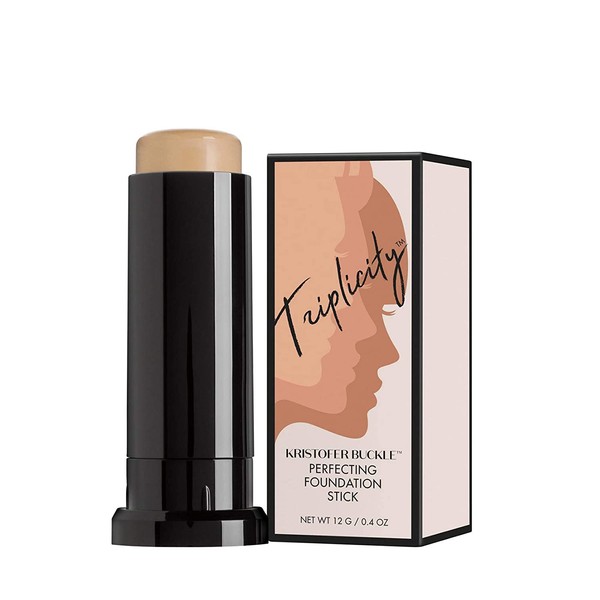 KRISTOFER BUCKLE Triplicity Perfecting Foundation Stick, 0.4 oz. | Primes Skin, Provides Buildable Coverage & Has A Soft-Focus Effect | Medium (Warm)
