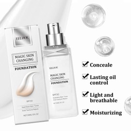 SNONESIY SNONESIY 2-Pack Color-Changing Foundation for Mature Skin, Waterproof Foundation, Light, Long-Lasting