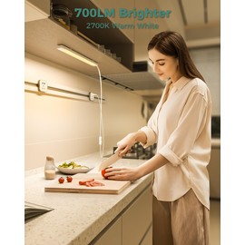 ASOKO 16 Inch Under Cabinet Lights,Plug and Play Under Counter Lighting,2700K Warm White with 700LM Bright,ETL Light Bar with ON/Off Switch for Kitchen,Under Desk,Workbench