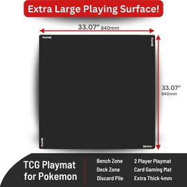 The Gaming Mat Company Poker, Dominoes, Bridge & Mahjong Table Mat - Black 33" x 33" Premium Gaming Mat- Cards Playmat- Card Gaming Mat Table Top Cover Topper Card Game Mat Square Mahjong Table Cover