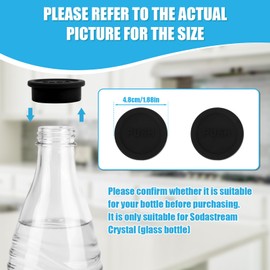 2pcs Bottle Lid for Sodastream Glass Bottle, Silicone Soda Bottle Cap Reusable Drink Bottle Sealing Cap Water Bottle Cap Cover Replacement Parts(Black)