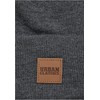 Urban Classics Synthetic Leatherpatch Long Beanie, Charcoal, One Size