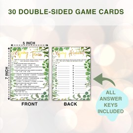 ONDTOM Woodland Baby Shower Games - Double-Sided Games & Alphabet Game (30-Pack) with Answer Card, Jungle Safari Baby Gender Reveal Party Decoration (5"x7") - Game G04