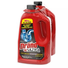 DRANO ULTRA GEL DRAIN TREATMENT, UNCLOGGER, SEPTIC SAFE (2-80 oz PACK)
