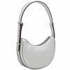Small Crescent Smooth PU Leather Underarm Shoulder Bag (Silver)