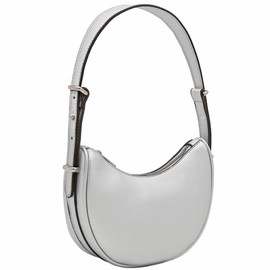 Small Crescent Smooth PU Leather Underarm Shoulder Bag (Silver)