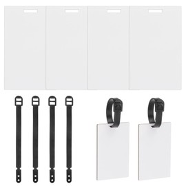 sourcing map 4 Sets Sublimation Luggage Tag Blanks with Strap 3.78" x 2.36" Double Sided Heat Transfer Painting Rectangle Shape Name ID Card Label Tags for DIY Craft Travel Suitcase Bags
