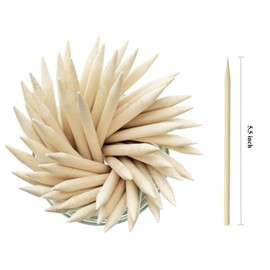 Penta Angel 5.5 inch Thick Bamboo Sticks for Cotton Candy Caramel Apple, Natural Birch Wooden Corn Dog Cob Hotdog Sticks Sausage Meat Skewers for Cheesecake Cakepop Lollipops Fruit, 50Pcs