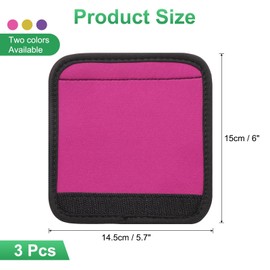 sourcing map 3 Pcs Luggage Handle Wrap for Suitcase, Neoprene Handbag Grip Cover Protector Luggage Identifiers Suitcase Handle Wraps for Luggage Shopping Bag Travel Bags, Yellow/Purple/Rose Red