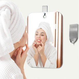 BQRIS BQRIS Shower Mirror No Fog Shaving 6"x8", Anti-Fog Indestructible Luxury Plexiglass Makeup Small Travel Camping Mirror, Shatter-Proof Men's Wall Hanging No Fog Handheld Locker Mirror