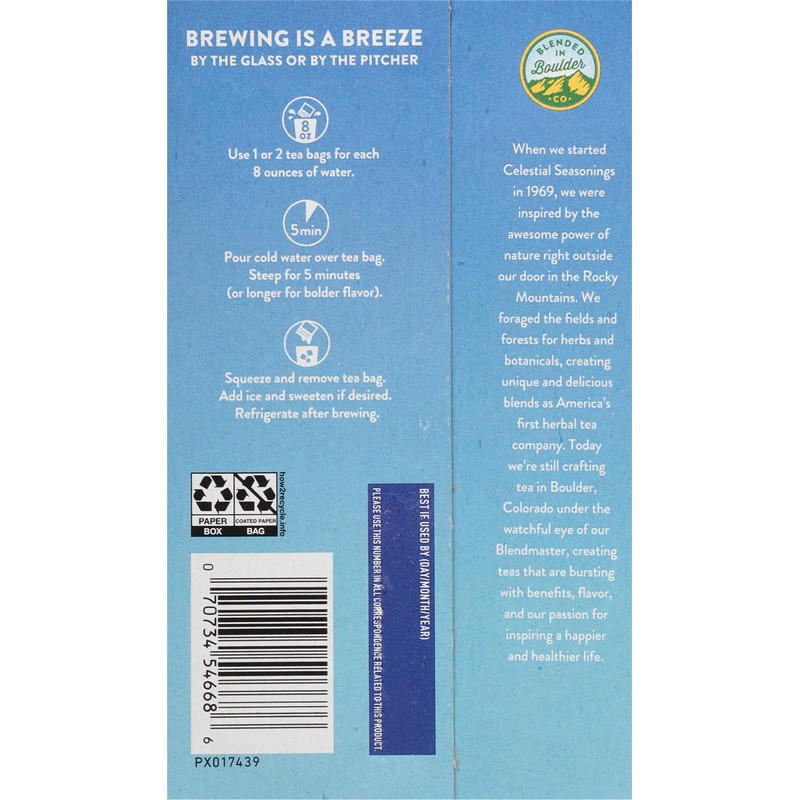 Celestial Seasonings Cold Brew Raspberry Black Iced Tea 18 Tea