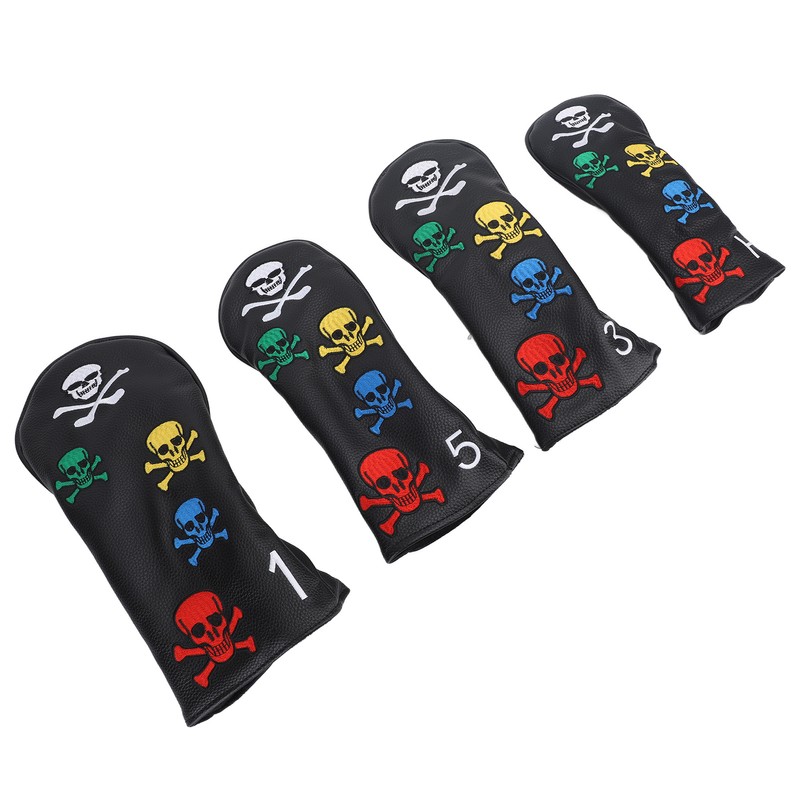 4Pcs Skull Golf Club Head Covers Golf Club Headcovers Colorful