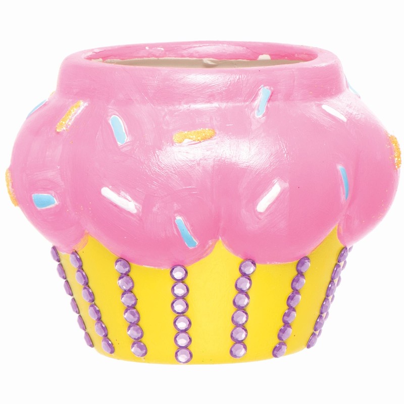 Baker Ross Cupcake Ceramic Flowerpots - Box of 3, Cute