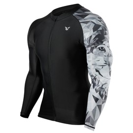 ADOREISM Men's Compression Rash Guards Long Sleeve Quick Dry Baselayer Sleeve Rashguard for Fishing Swimming Surfing Running (Wolf,S)
