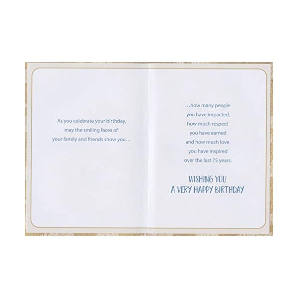 Designer Greetings White Feathers - Celebrating 75 Wonderful Years Age 75 / 75th Birthday Card