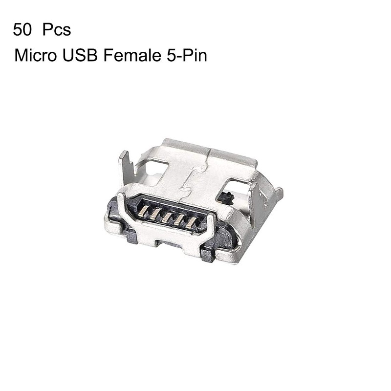 sourcing map Micro USB Female Connector, 5-Pin DIP 180 Degree,