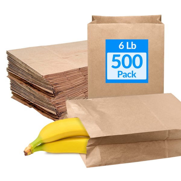 Reli. Paper Lunch Bags, 6 Lb | 500 Pcs - Bulk | Brown Paper Bags 6 lb Capacity | Kraft Paper Lunch Bags/Small Grocery Bags | Brown Paper Sacks for Snacks, Crafts, Lunch | Brown/Kraft
