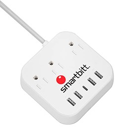 Smartbitt Multicontacto, 3 Contactos/Enchufes, 4 Puertos USB Tipo A y 1 Puerto USB Tipo C