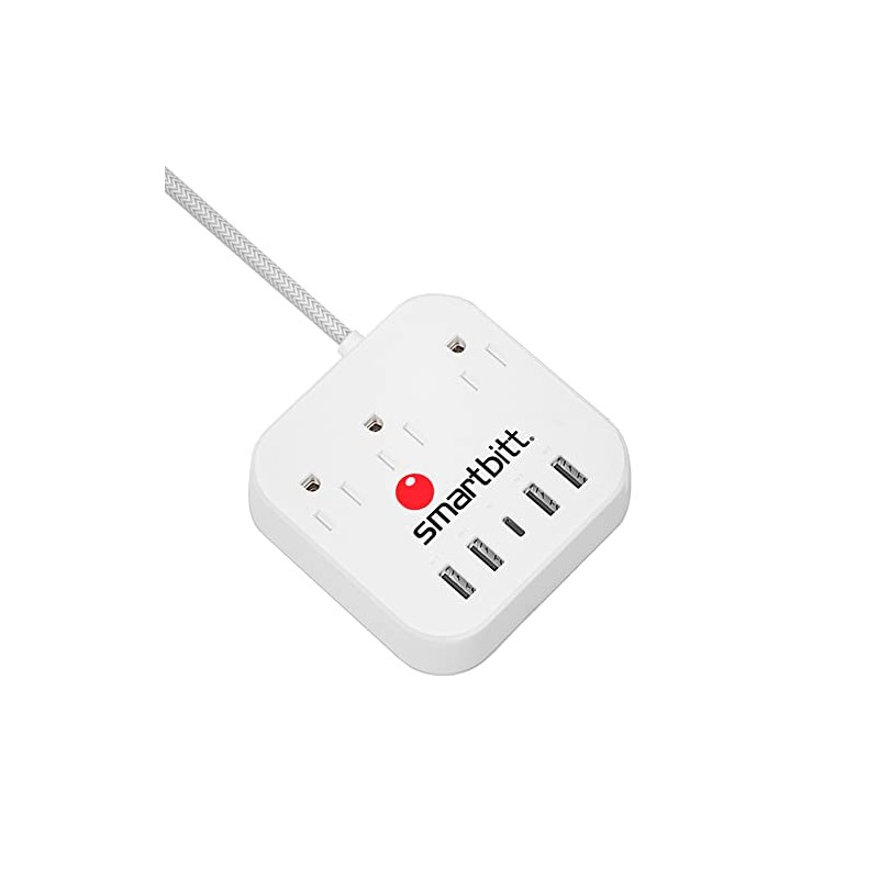 Smartbitt Multicontacto, 3 Contactos/Enchufes, 4 Puertos USB Tipo A y