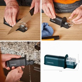 Fiskars Affilacoltelli Roll-Sharp con Mola in Ceramica, Essential, Plastica, Nero, 1065598