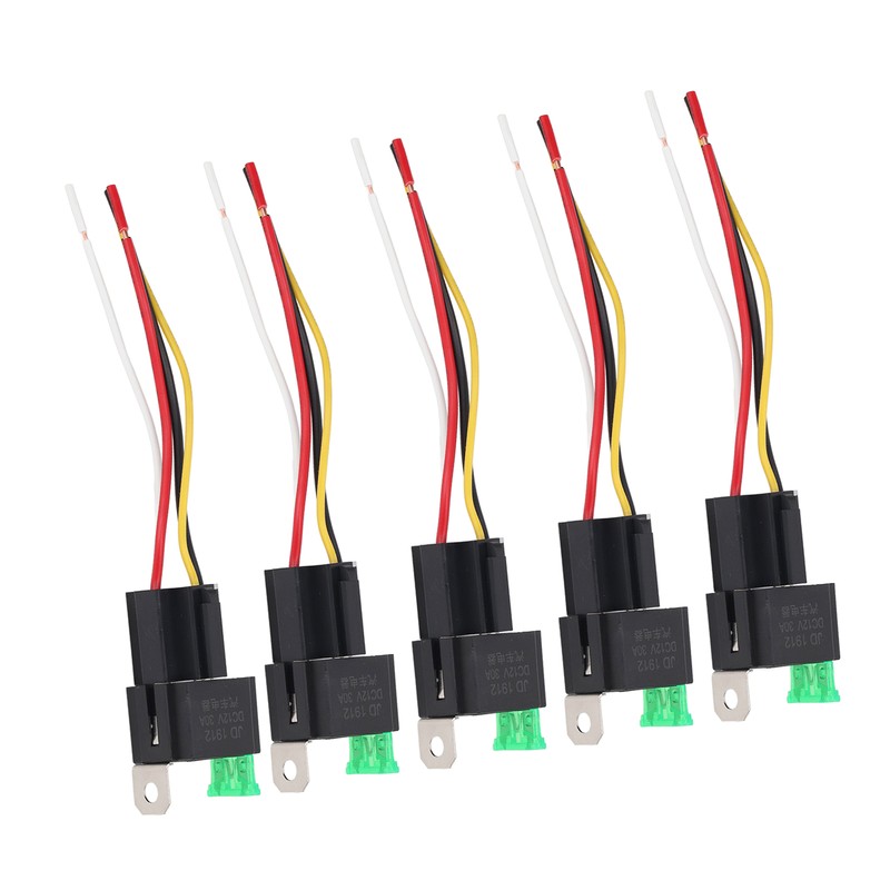 5Pcs Automotive Relay 12V DC 30A 4 Pin 4 Wire
