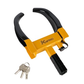 KNFRXO Heavy Duty Security Trailer Wheel Lock Tires Anti Theft for Car SUV Boat Motorcycle Golf Cart Great Deterrent Bright Color with 3 Keys (Black-Yellow) Wheel clamp Lock