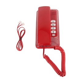 KXT‑438 Wall Mounted Home Phone Corded Telephone with Redial Quick Flash Mute Function for Home Hotel School Office Red