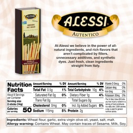 Alessi Bread Sticks Garlic, 4.4 oz (Pack of 1)