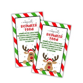 Magic Reindeer Food Holiday Tags Cards | 50 Pack 3.5 x 2” Labels Santa Christmas DIY Baggies Poem Making Kit Tradition Bulk