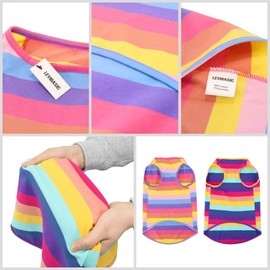 Dog Shirts Cotton Striped T-Shirts, Breathable Basic Vest for Puppy and Cat, Super Soft Stretchable Doggy Tee Tank Top Sleeveless, Fashion & Cute Color for Boys and Girls (M, Rainbow)