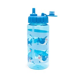 i-Drink ID2109 Tritan Water Bottle 400 ml Children's Motif Bottle with Straw (Shark)
