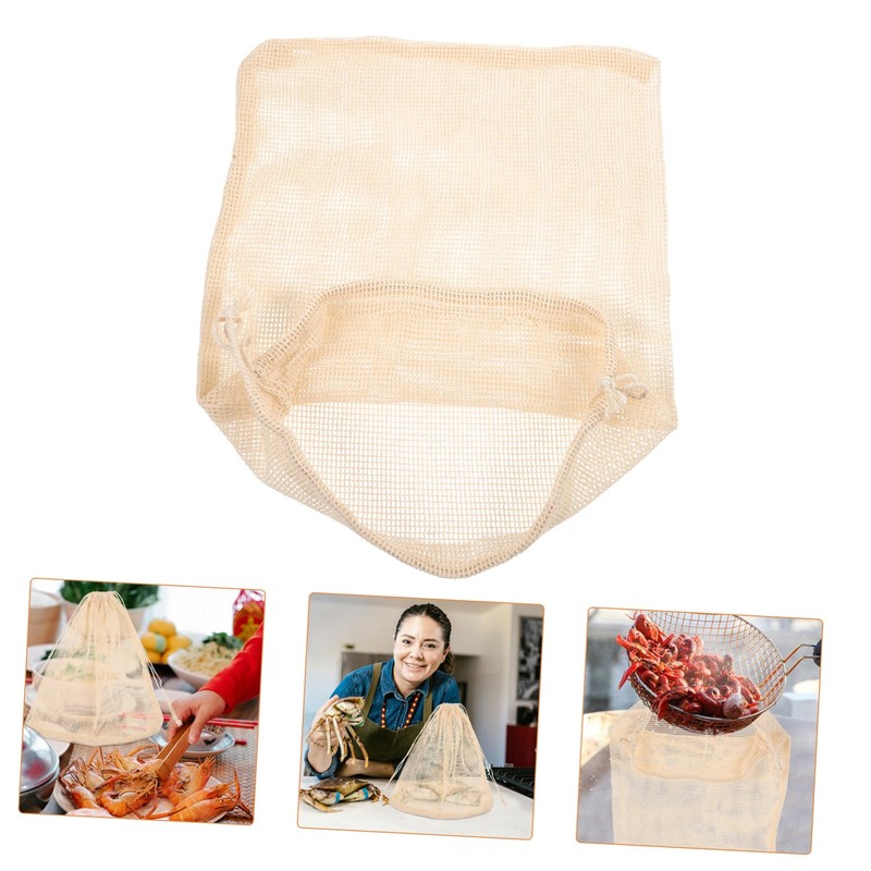 Kisangel 4pcs Reusable Seafood Steam Bags Cotton Thread Cooking Bags