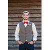 Alizeal Mens Solid Mini Squares Formal Banded Bow Ties (Red)
